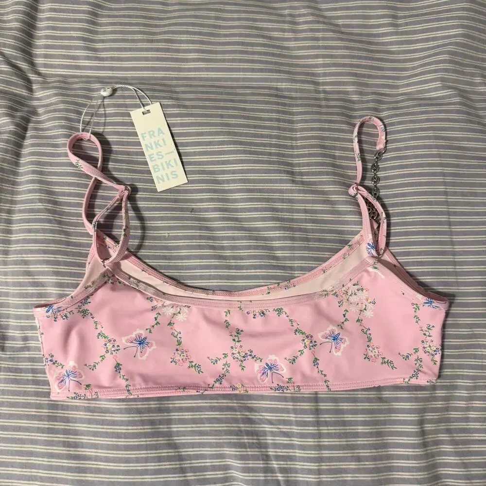 Frankie’s Bikinis “Dallas” Floral Chain Bikini Top